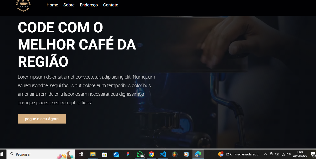 Cafeteria Landing Page